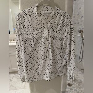 Nordstrom Topshop Ivory Blouse with Black Heart Design
